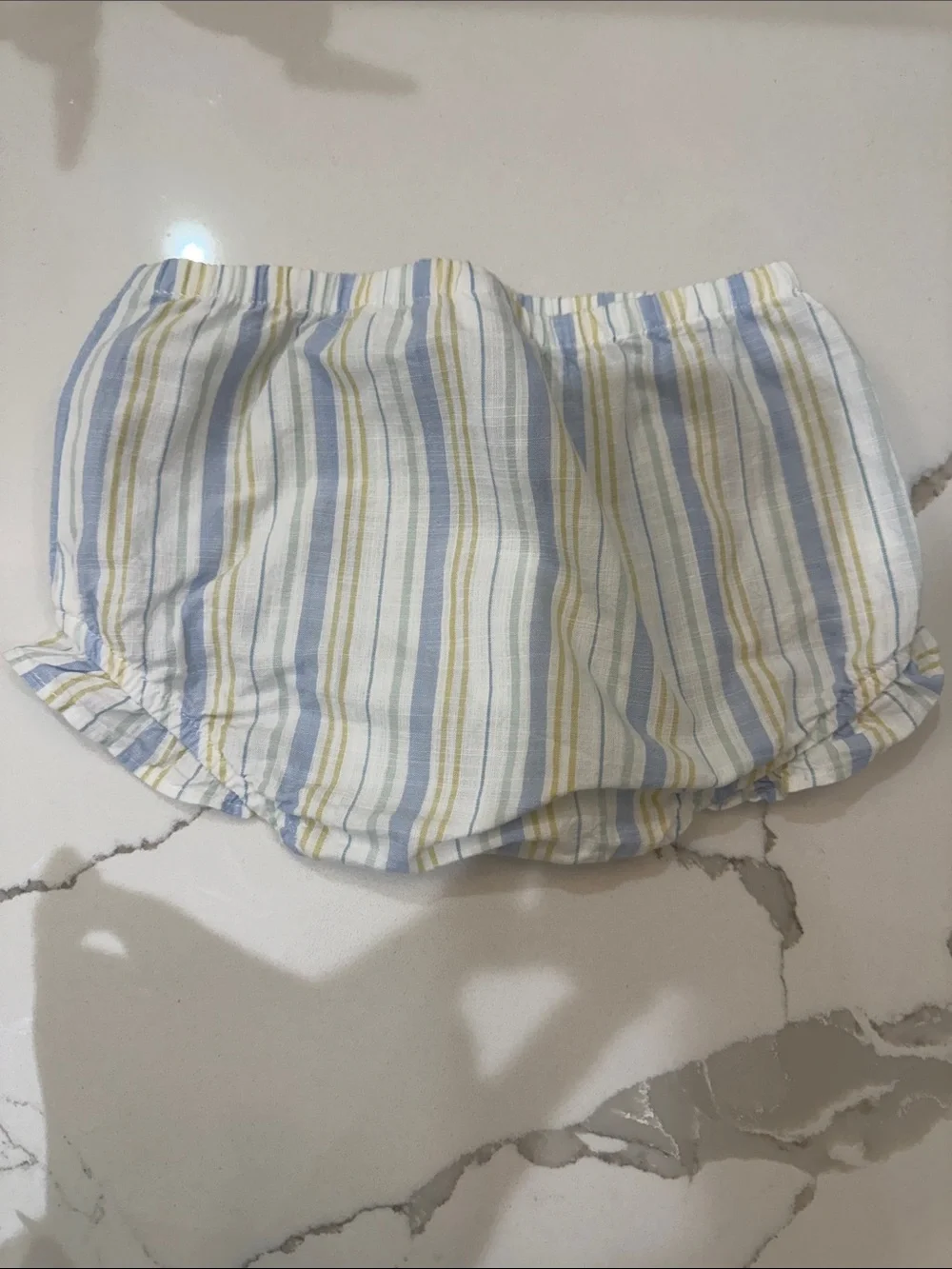 Carter’s Blue/Yellow/White/Sage Dress/Bloomer/Headband Set Monogrammed ‘Clara’